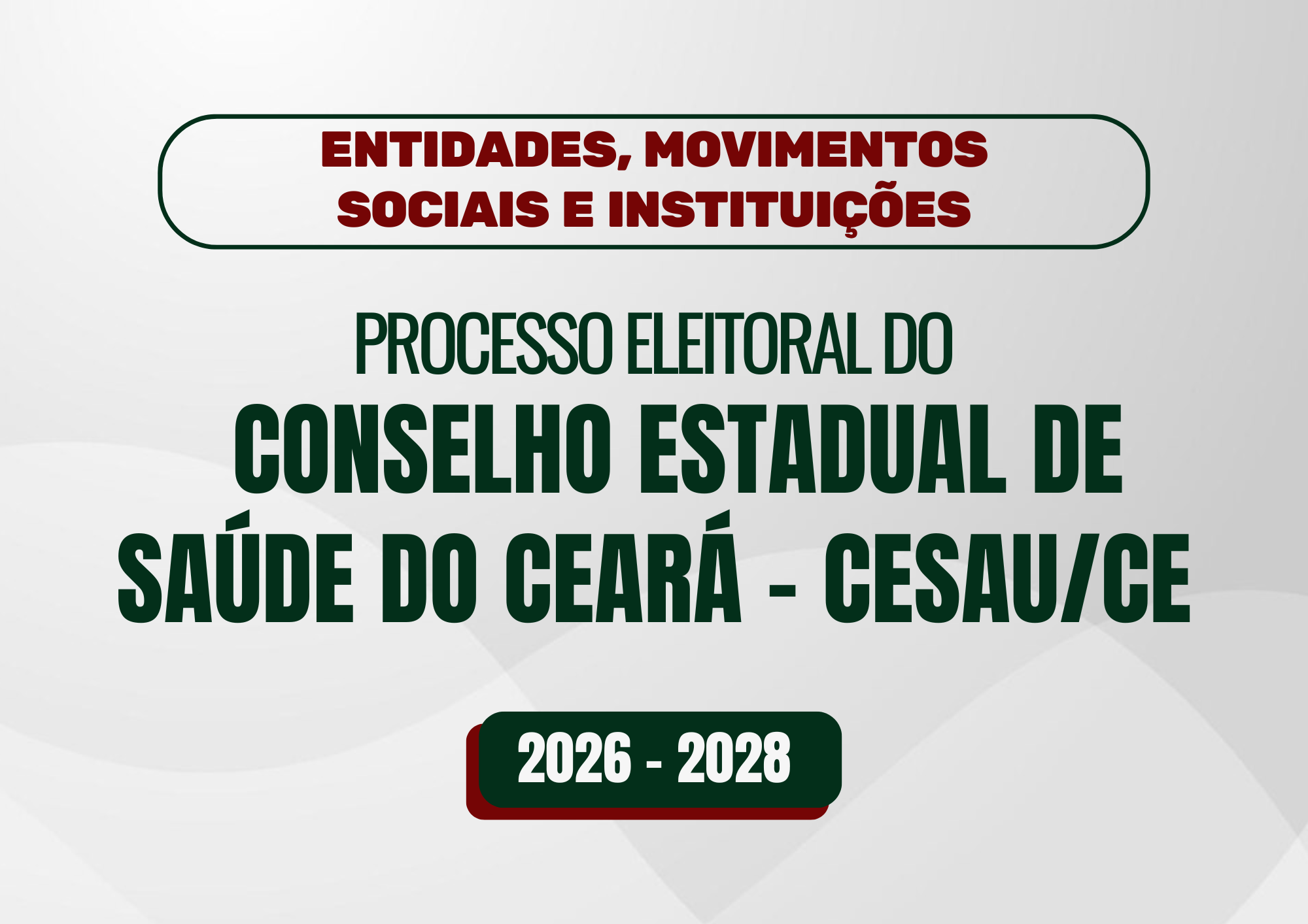 Inscrições para a escolha de representantes de entidades, movimentos sociais e instituições terminam nesta sexta-feira (26)